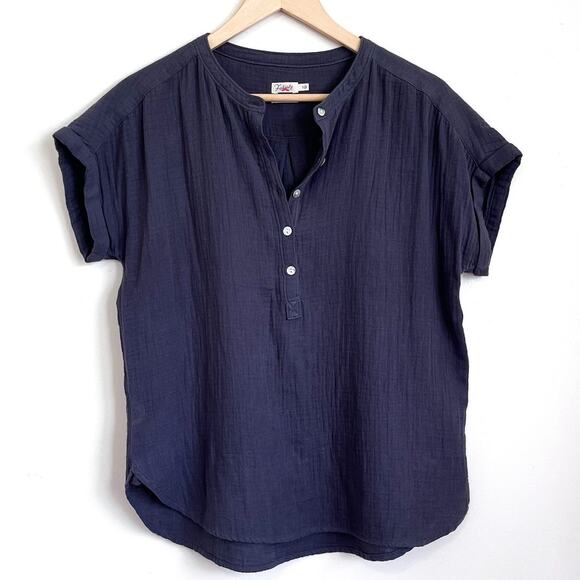 Faherty Dream Cotton Gauze Desmond Blouse Women Shirt Small Gray Organic Cotton - Picture 2 of 8